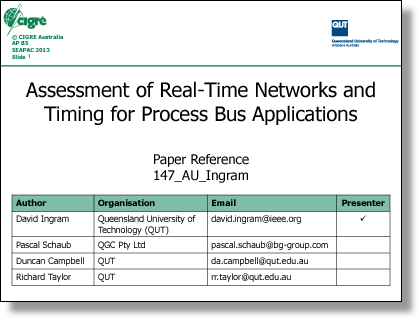 Assessment of Real-Time Networks and Timing for Process  Bus Applications