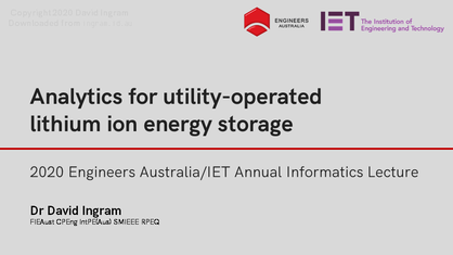 Analytics for utility-operated lithium-ion energy storage